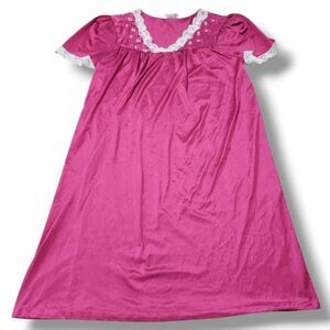 Vintage Kelly Reed Collection Nightgown Size Medium Sleepwear Satin Nightie Pink